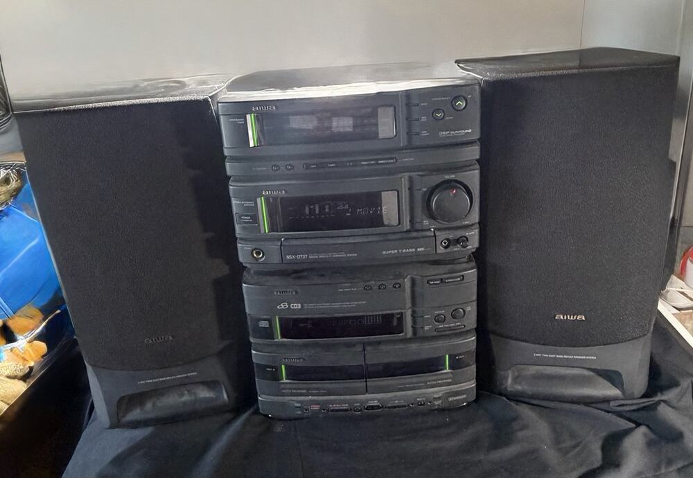 🚨 VNTG AIWA RX-N737U Stereo Receiver, FD-N939YU CD/Cassette Deck & 2 Speakers